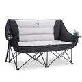 Oversized Padded Double Camping Chair - Black, Folding Outdoor Loveseat