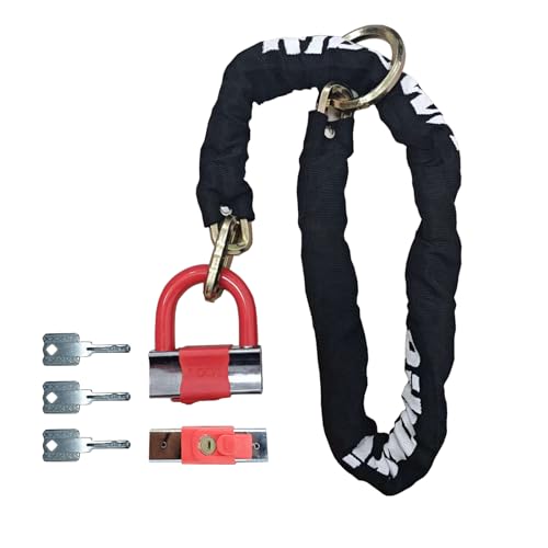 Heavy Duty Motorcycle Chain Lock 3ft 10mm Thick with U-Lock & Keys - Anti Theft Security