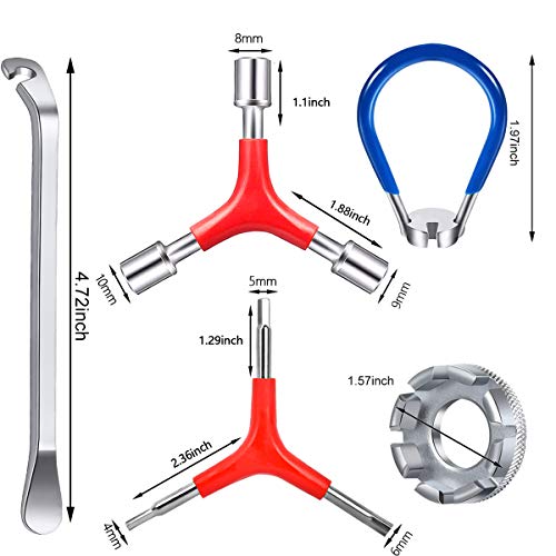 Bike Spoke Wrench Set - 7-Piece Portable Bicycle Wheel Repair Kit with Rubber Handles