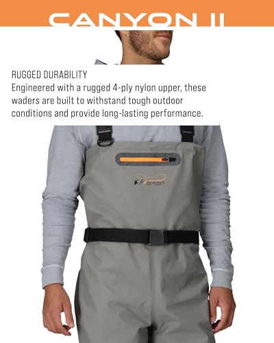 FROGG TOGGS Canyon II Waterproof Chest Waders for Fishing - Large/Gray