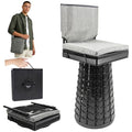 Portable Collapsible Stool with Backrest & Cushion - Black, 31.5x31.5x50cm, Heavy Duty 1000lbs