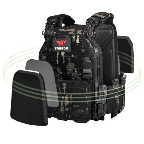 YAKEDA Black One Size Tactical Vest for Men - Lightweight 1000D Nylon Modular Vest