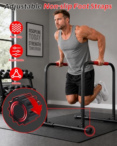 Heavy-Duty Adjustable Dip Bar Station for Home Gym - 1100 lb Capacity