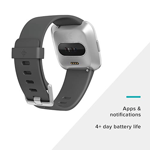Fitbit Versa Lite Smartwatch GPS Charcoal Silver Aluminum One Size