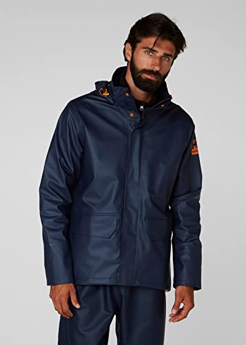 Men's Waterproof Rain Jacket - Large Navy, Stretch Fit, Hiking Coat