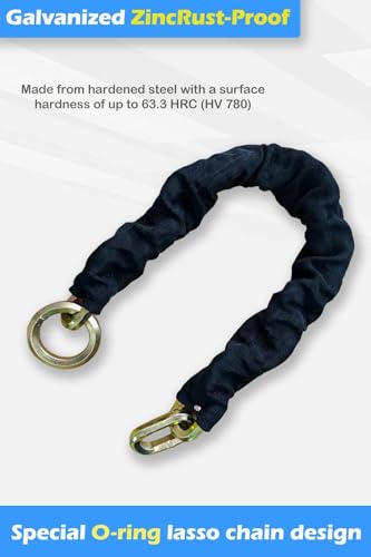 Heavy Duty 6ft x 1/2 Inch Hardened Steel Cut-Resistant Security Chain for Motorcycles & Trailers - Rustproof Locking Chain
