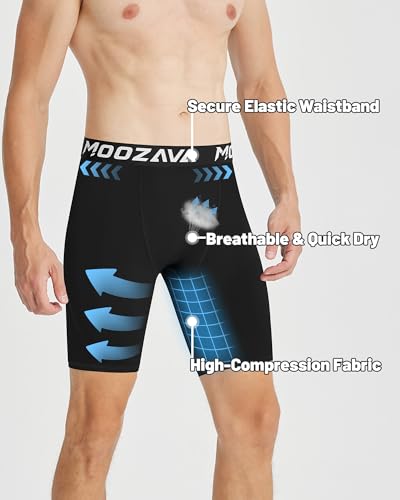 Men's Compression Shorts - Medium Black+Black - Spandex Performance Athletic Base Layer