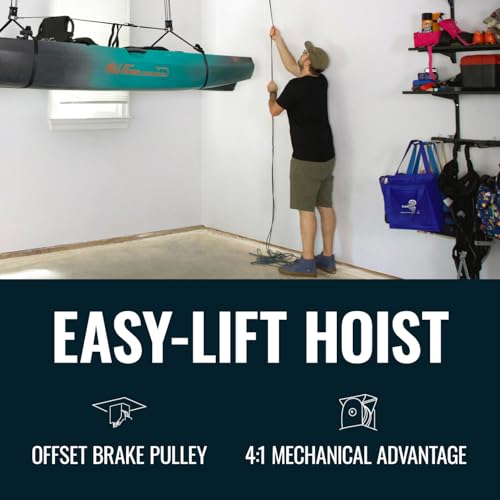 Heavy Duty Kayak Hoist for Garage Ceiling 150 lb Capacity - Teal Triangle