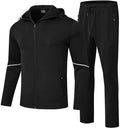 Men's 2-Piece Track Sweat Suit Set with Hood - Black, 4X-Large