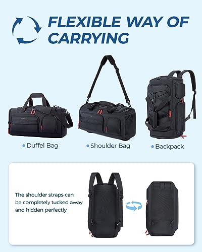 Large 63L Gym Bag for Men Sports Backpack Duffle Travel Hiking Black