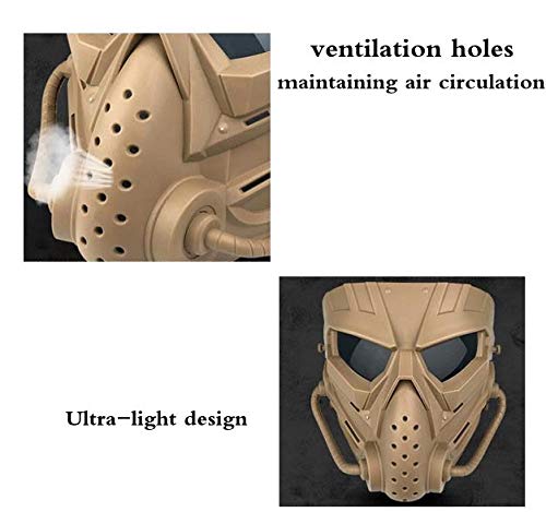JFFCESTORE Original Creation Tactical Anti-Fog Airsoft Mask with Clear Lens Protective Full Face mask Dual Mode Wearing Design Adjustable Strap for Airsoft Paintball Cosplay C (Black Gray)