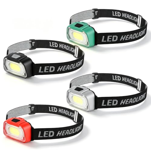 Camping Headlamp Flashlight 4 Pack - Bright, Lightweight, Battery Powered