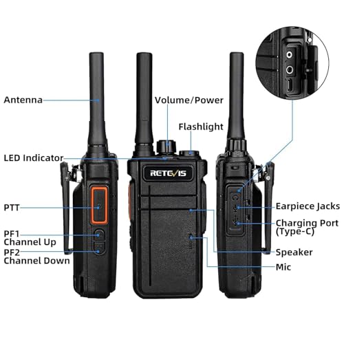 Retevis RB37 Bluetooth Two-Way Radio with Wireless Earpiece 2-Pack - Business Walkie Talkies