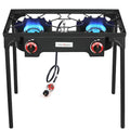 Propane Grill 2 Burner Outdoor Camping Stove - Portable Gas Cooker for Backyard BBQ and Camping - Double Burner