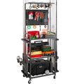 SEEAHEAD Black 12-Rod Garage Fishing Tackle Storage Cart with Wheels