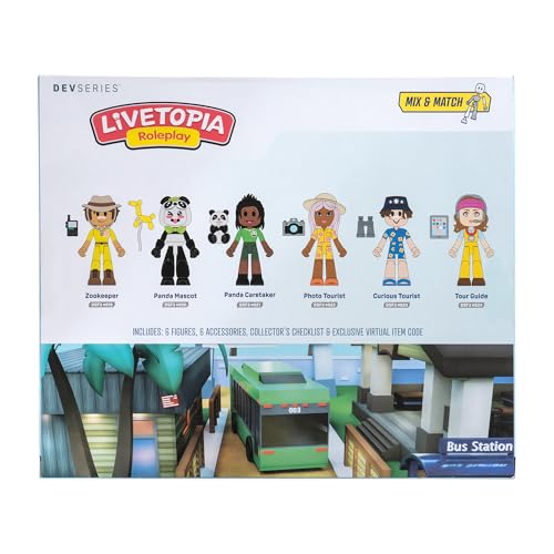 Livetopia Day at The Zoo Pack - Six 2.75-Inch Mix-and-Match Figures with Unique Accessories and Exclusive Virtual Item Code