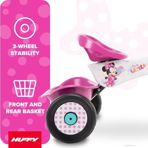 White Minnie Mouse Tricycle for Kids Ages 3+ with Handlebar Basket - Disney Preschool Ride