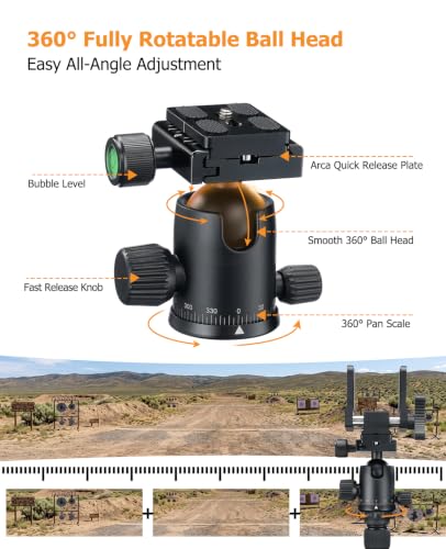 Heavy-Duty Adjustable Tripod for Outdoor Use with 360° Rotating Head