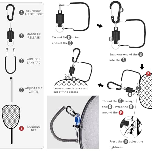 SF Carbon Fiber Fly Fishing Landing Net - Medium, Soft Rubber Mesh Catch & Release