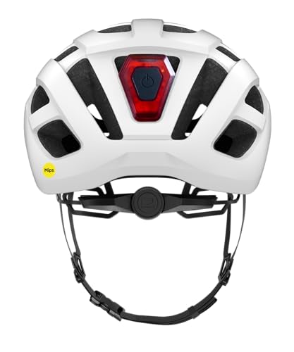 P2R A20 MIPS Bike Helmet with Rear LED Light - Large White Adult & Teen Cycling Safety