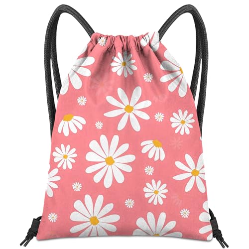 Waterproof Daisy Drawstring Backpack for Sports Beach Travel - 13x17 Inches - Z24 Daisy