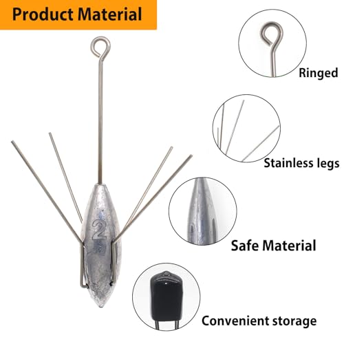 2oz 5 Pcs Sputnik Sinker Fishing Weights Lead Surf Casting Tackle