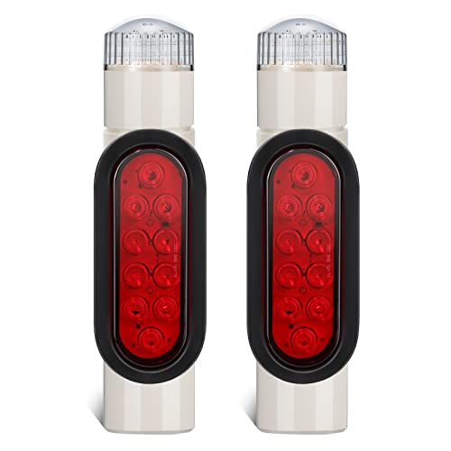 Boat Trailer Guide Post Pipe Light Set - White IP67 Waterproof Turn Signal Brake 2PCS