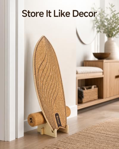 Balance Board with Roller & Stand - Indoor Surf Trainer for Home Workout