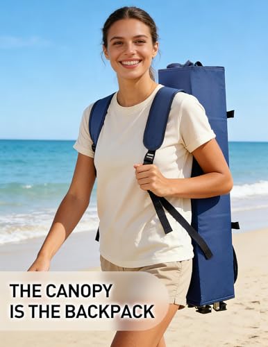 EO Living Navy Blue Oversized Camping Chair with Canopy Shade - Heavy Duty 400 lbs