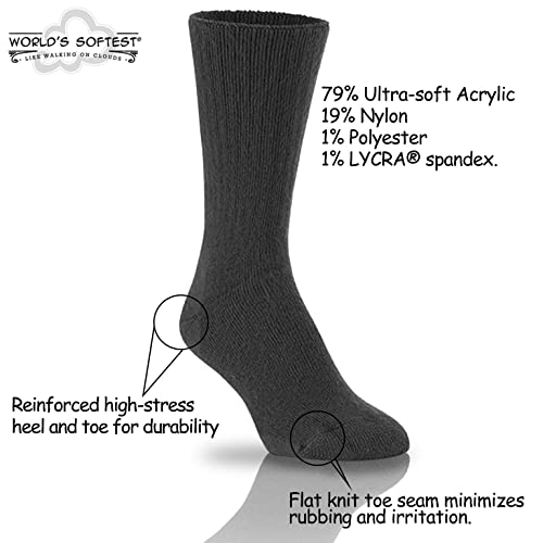 World's Softest Classic Crew Socks - Large Black Ultra Soft Unisex Socks