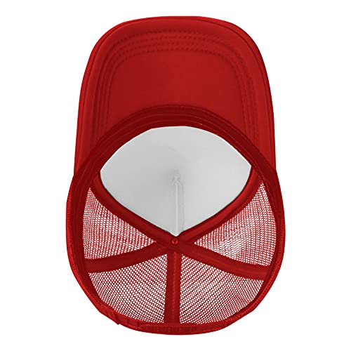 Men's Red Mesh Trucker Hat - Adjustable Baseball Cap for Bachelor Party