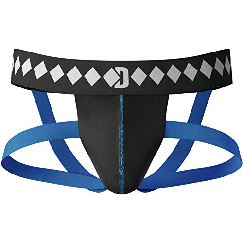 Diamond MMA Four-Strap Jock Supporter with Built-In Athletic Cup Pocket - Medium Black