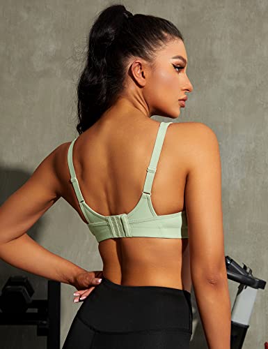Wingslove Plus Size Sports Bra 36DDD Green Non Padded Wirefree Workout Bounce Control