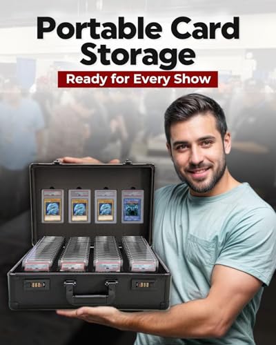 ATCOVE 4-Row Graded Card Storage Box with Combination Lock & PSA Display
