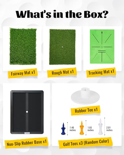 Golf Practice Hitting Mat with Swing Path Feedback & Impact Detection for Indoor Outdoor Use