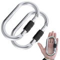 Heavy Duty Steel Carabiner Clips 4.29 x 2.32 Inches - 25kN Locking, 2 Pack