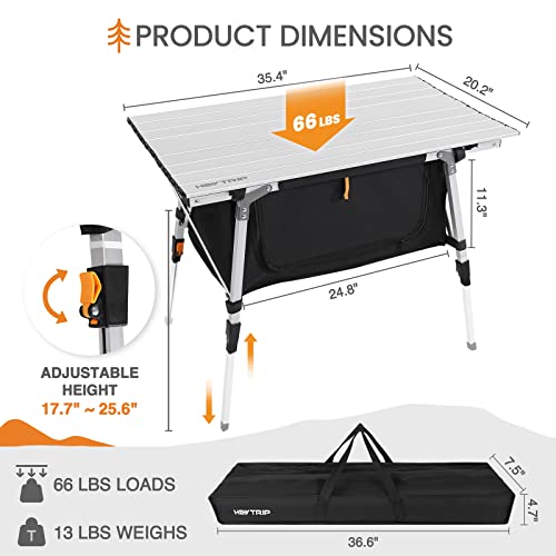 Adjustable Folding Camping Table with Storage - Lightweight Outdoor Picnic Table
