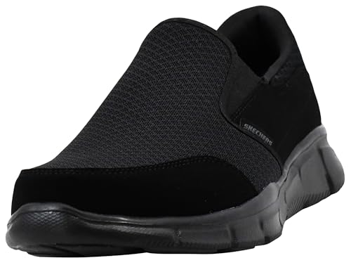 Men's Slip-On Sneakers with Memory Foam - Skechers Equalizer 10.5 Wide Black