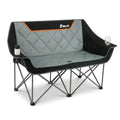 Emerit Black Oversized Fully Padded Camping Loveseat with Cup Holders, 650LB Capacity