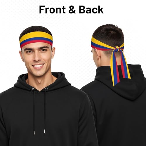 Colombia Flag Pattern Adjustable Sports Headband Wrap for Women Men