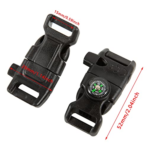 Emergency Whistle Buckle with Compass Fire Starter & Flint for Camping Survival