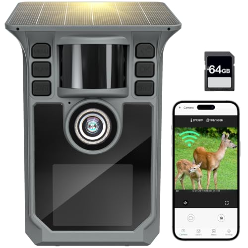 FRKTCAM Grey Solar Trail Camera 4K 64MP WiFi Bluetooth Night Vision Waterproof
