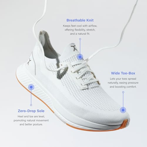 Flux Footwear Adapt Runners Barefoot Running Shoes Wide Toe Box Zero Drop Women 8.5 / Men 7 White/Gum