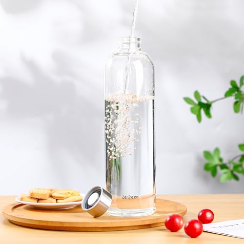 Glass Water Bottle 32oz Borosilicate with Sleeve Dark Gray - Reusable Leakproof