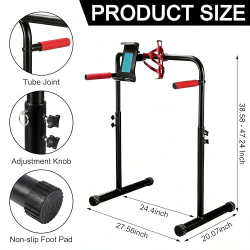 24.4 Inch Walking Pad Handle Bar Attachment with Phone & Cup Holder - Adjustable Safety Support