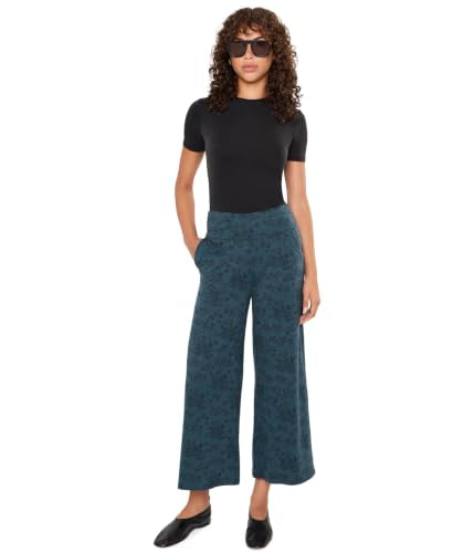 Women's Chaka Wide Leg Crop Pants Small Navy Print - Comfortable & Stylish