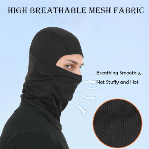 Black Ski Mask Motorcycle Balaclava UV Sun Protection Summer Face Covering