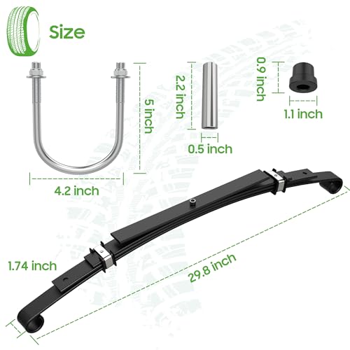 Heavy Duty Rear 4-Leaf Spring Kit for Club Car DS Golf Carts with Bushings & Sleeves