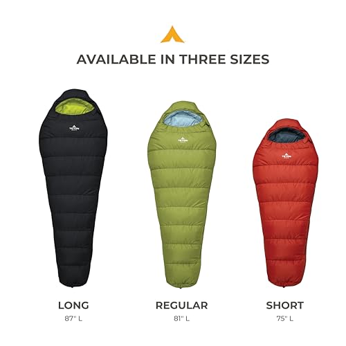 TETON Sports LEEF 0°F Ultralight Mummy Sleeping Bag for Camping & Backpacking - Black/Sage