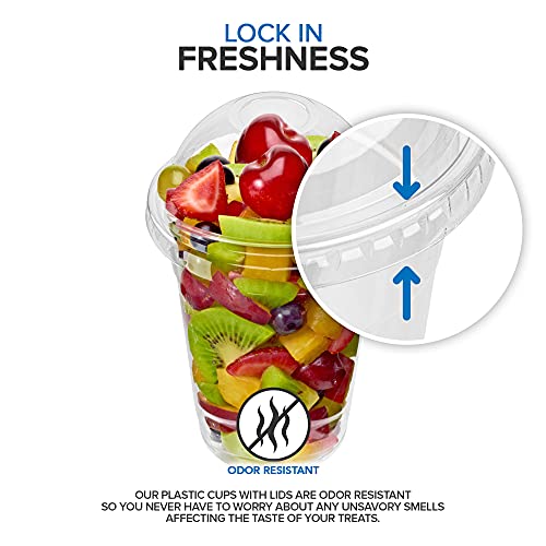 16 oz Clear Plastic Dessert Cups with Lids Set of 50 - Disposable Parfait & Fruit Containers